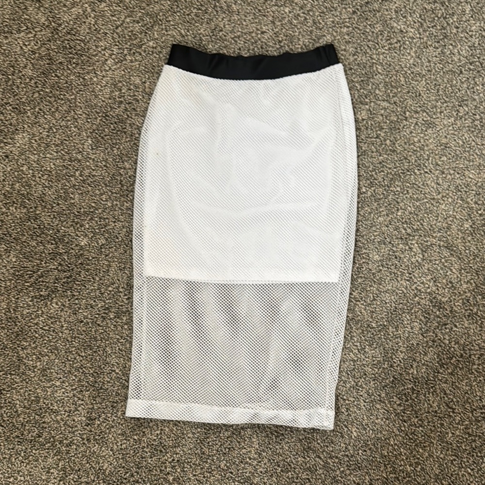 bebe Black and White Midi Skirt